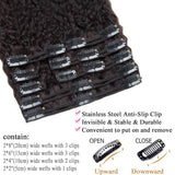 S-noilite Afro Kinky Curly Clip in Hair Extensions Human Hair for Black Women Kinky Curly Human Hair Extensions for African American Lady Double Weft (8PCS/18Clips/Set) 8Inch (#Natural Black)
