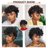 YITI Afro Puff Curly Drawstring Ponytail With Bangs Hairpieces for Black Women,Mohawk Ponytail Drawstring Kinky Curly Faux Hawk Ponytail Clip in Wrap Updo Hair Extensions (1B/33)