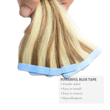 HAIRREAL Tape in Hair Extensions Human Hair Seamless Skin Weft Remy Straight Hair 16-22 inch 20Pcs Hairpiece