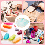 3 Pieces Nail Art Palettes Nail Mixing Palette Polish Color Mixing Plate Golden Edge Resin Nail Holder Nail Art Display Cosmetic Mixing Tools (Leaf Shape)