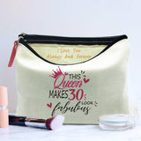 30th - 39th Birthday gift,Queen makes 30s fabulous,Gifts for Women,Canvas Makeup Cosmetic Bag,30-39 Year Old Presents,Gift for Mom Wife Lady