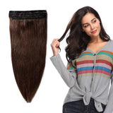 100% Remy Clip in Human Hair Extensions 16-22inch Natural Hair Grade 7A Quality 3/4 Full Head 1 Piece 5 Clips Long Thick Soft Silky Straight for Women Beauty 16" / 16 inch 80g,#2 Dark Brown)