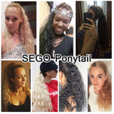 SEGO Wavy Wrap Around Ponytail Hair Extensions with Hair Pocket Long Corn Wave Kinky Curly Pony Tails Hair Extensions Magic Paste Synthetic Yaki Ponytail 20 Inch Honey Blonde & Bleach Blonde 90g