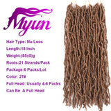 18 Inches Nu Locs Crochet Braids Hair 21 Strands/Pack Premium Fiber Synthetic Hair Goddess Faux Locs Curly Wavy Hair Extensions NU Locs Crochet Hair (6 Packs, 27)