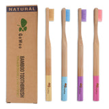 GoWoo 100% Natural Bamboo Toothbrush Soft - Organic Eco Friendly Toothbrushes with Soft Nylon Bristles, BPA-Free, Biodegradable, Dental Care Set for Men and Women, (Pack of 4, Adult, Rainbow)