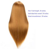 Mannequin Head Hair Styling Training Head Braiding Manikin Cosmetology Doll Head with stand, Synthetic Fiber Hair 26 inches HX2701