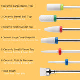 Makartt Ceramic Nail Drill Bit Set 7PCS 3/32" Safety Nail Drill Bits Remove Gel Polish Nail Gel Dip Powder Drill Bit Professional Bits Tools Nail File Drill Bit Manicure B-24