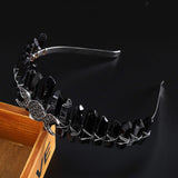 Aura Headband Raw Crystal Crown - Rhinestone Tiara Mermaid Hair Accessories for Women Party Wedding(Black)