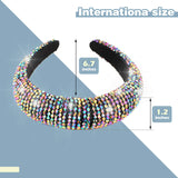 3 Pieces Padded Rhinestone Headband Crystal Beaded Headband Wide Glitter Crystal Beaded Hairband Padded Wedding Headpiece Wide Edge Headwear for Women Girls (Black, Colorful, Grey)