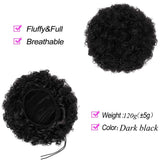 Afro Puff Kinky Curly Drawstring Ponytail Bun Synthetic Hair for African American updo Hair Extension with 2 Clips in Bun Ponytail Extensions X-Large Size