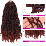 Ombre Burgundy Nu Locs Crochet Hair 18 Inch Prelooped Synthetic Hair Crochet Braids 6Packs Tbug# By Leticia