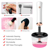 Makeup Brush Cleaner Dryer with Texture Bowl & 8 Sizes Rubber Collars Super-fast Electric Brush Cleaner Machine Automatic Brush Cleaner Spinner Makeup Brush Tools