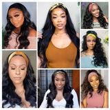 Headband Wig Human Hair for Black Women Body Wave Glueless 150% Density None Lace Front Brazilian Virgin Curly Machine Made Easy Wear 20 Inch Headband Wigs