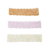 Lux Accessories Orange Pink Ivory Lace Headbands Cute Headbands Headwrap Set (3pc)