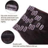 Fuduete Clip in Hair Extensions Human Hair 24Inch 8PCS/Set 18Clips Dark Brown Straight Real Human Hair Extensions for Women 120g(24inch,#2)