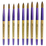 Pana (Size # 6) New Limited Edition Beige Purple Wood Handle USA 100% Pure Kolinsky Hair Acrylic Nail Brush (Purple Ferrule Round Shaped Style)