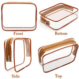 Clear Makeup Bags, APREUTY TSA Approved 6Pcs Cosmetic Makeup Bags Set Waterproof Clear PVC with Zipper Handle Portable Travel Luggage Pouch Airport Airline Bags Vacation Bathroom Organization (Coffee)