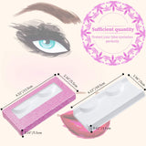 100 Pieces Empty Eyelash Case Set, 50 Empty Eyelash Boxes Lash Box Packaging Glitter Paper Eyelash Storage Box, 50 Empty Eyelash Boxes Tray False Eyelash Storage Box Packing Eyelash Lid Tray (Pink)