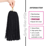 12 Inch Spring Twist Crochet Hair 4 Packs Bounce Bomb Spring Twists Braids Black Short Passion Twists Braiding Hair Extensions Synthetic Crochet Braids Hair for Women (30Strands/Pack; 1#)