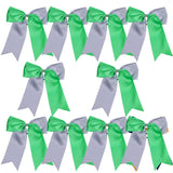 8 Inch 2 Colors Jumbo Cheerleader Bows Ponytail Holder Cheerleading Bows Hair Bow (Kelly green/Silver)