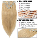 S-noilite Clip in Human Hair Extensions Clip in Blonde Hair Full Head 8 Pieces/Set Long length Straight Very Soft Style Real Silky for Beauty 18 Inch 100g (#27 Dark Blonde)