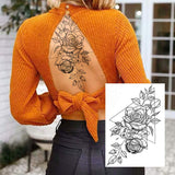 11 Sheets NEZAR Sexy Big Rose Flower Full Arm Temporary Tattoos For Women Compass Clock Fake Tattoo Sticker Long Large Temporary Tattoo Sleeves Tribal Waterproof Twisted Chain Temp Tatoo Paper Skull