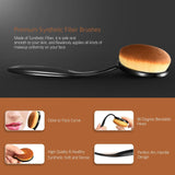 Yoseng Makeup Brush Set of 10Pcs New Fashionable Super Soft Professional Oval Toothbrush Foundation Contour Powder Blush Conceler Eyeliner Blending Brush Cosmetic Brushes Tool Set with Box (Black)