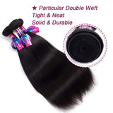 Mornice Hair 3 Bundles 10A Brazilian Straight Virgin Hair 14" 16" 18", 100% Unprocessed Remy Natural Color Black Brazilian Straight Human Hair Weave Extensions