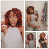 Short Ombre Dreadlock Afro Hair Wig Braided Crochet Twist Hair Short Curly Heat Resistant Synthetic braided wigs for black women (1B/burg)