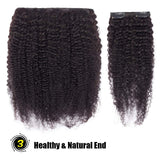 Benehair Double Weft Clip In Human Hair Extensions Kinky Curly for Black Women Afro Coil 3B 3C Clip On Thick Brazilian Hair 14 inch Natural Black #1B 8pcs 18 Clip ins 14"=110g