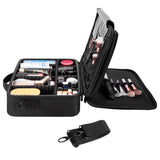 Travel Makeup Bag, Makeup organizer Train Case 3 Layer Waterproof Large Capacity with Shoulder Strap, Portable Makeup Box Storage Organizer with Removable Dividers for Brushes Accessories Daily Use.