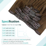 Moresoo Seamless Clip in Hair Extensions 14inch Balayage Real Hair Extensions Clip in Human Hair #3/8/22 Brown with Medium Blonde Clip in Extensions Silky Straight 7pcs 100g