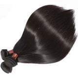 BLACKMOON HAIR Brazilian Virgin Straight Hair 4 Bundles With Lace Closure Unprocessed Human Hair Extensions Weave Natural Black Color (10 12 14 16+8 Inch Closure, Free Part)