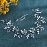 Yean Leaf Wedding Hair Vine Flower Bridal Hair Piece Crystal Rhinestone Long Headband for Women and Girls (Silver)