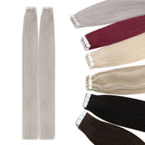 JoYoung Real Hair Extensions Tape in Grey Human Hair 14inch Grey Tape in Hair Extensions Human Hair Remy Real Tape in Gray Hair Extensions 20pcs 50g