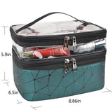 MKPCW Makeup Bags Double layer Travel Cosmetic Cases Make up Organizer Toiletry Bags (Dark green)