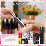 Saviland Poly Nail Extension Gel Kit - Glitter Builder Nail Gel Set with Slip Solution Nail Strengthener Nail Technician Rhinestone All-In-One for Nail Manicure Beginner Starter Kit