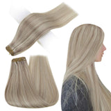 RUNATURE Highlight Blonde Hair Weft Highlight Blonde Mix Extensions 20inches Natural Highlight Blonde Bundle Extensions 100g