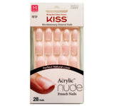 Kiss Salon Acrylic Nude French 28 Nails Peaceful Medium Length KAN05 (2 Pack)