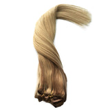 22 Inch Hair Extension Brown to Blonde Clip in Human Hair Extensions 120g 7pcs Thicken Double Weft Full Head Straight Ombre Balayage Clip on Real Remy Extensions