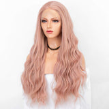 Persephone Long Pink Lace Front Wig with Natural Hairline Cosplay Synthetic Wavy Wigs for Women 22 Inches Heat Resistant