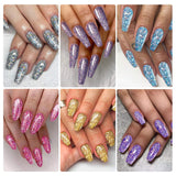 ROSALIND Glitter Gel Nail Polish Shiny Rainbow Super Glitter Set 5ml 12 Christmas Winter Colors Bright for Nail Art Design Need LED/UV Lamp Trendy Sparkle Nail Manicure Set(Without Brush)