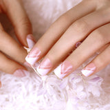 ArtPlus 24pcs x 4 (4-Pack) Elegant Touch French Manicure False Nails with Glue Full Cover Medium Length 4 Boxes in 1 Premium Pack Fake Nails Art