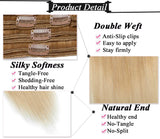 S-noilite Clip in Human Hair Extensions Dip-Dye Ombre Thick True Double Weft 100% Remy Human Hair Full Head 8 Pieces 18 Clips Straight Silky (18 Inch - 140g, Dark Blonde/Bleach Blonde(#T27/613))