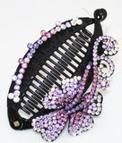 Banana Clip: Hawaiian Flower Design with Beautiful Crystals - Purple