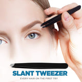 15X Magnifying Mirror & Slant Tweezers Set Makeup Application & Eyebrow Removal Essentials | Round Mirror With 3 Suction Cups & Stainless Steel Slant Tip Tweezer Use for Makeup Application 6 Inch