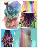 Colored Clip in Hair Extensions 22 Inch Rainbow Hair Synthetic straight Hair Extensions for Women Girls Kids Gift Multi-Colors Party Clip in Synthetic Hairpiece