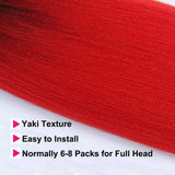 Pre Stretched Braiding Hair Ombre Red Easy Braid Synthetic Braiding Hair Extension 24 Inch Crochet Braids Hair 3 Packs By Leticia