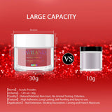 Saviland Acrylic Powder Set - Acrylic Nail Powder 3 Color Glitter Red Professional Polymer Powder System for Nail Extension and Decoration 3D Manicure at Home Salon