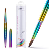 KEMEISI UV Rainbow 100% Kolinsky Sable hair Brushes Acrylic Nail Brush Professional UV GEL Nail Art Tool Round Shape for Manicure Powder Pedicure metal handle with lid #2,#4,#6,#8,#10,#12,#14 (#08)
